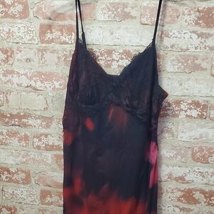 Cider Black and Red Lace Chemise Maxi DRESS